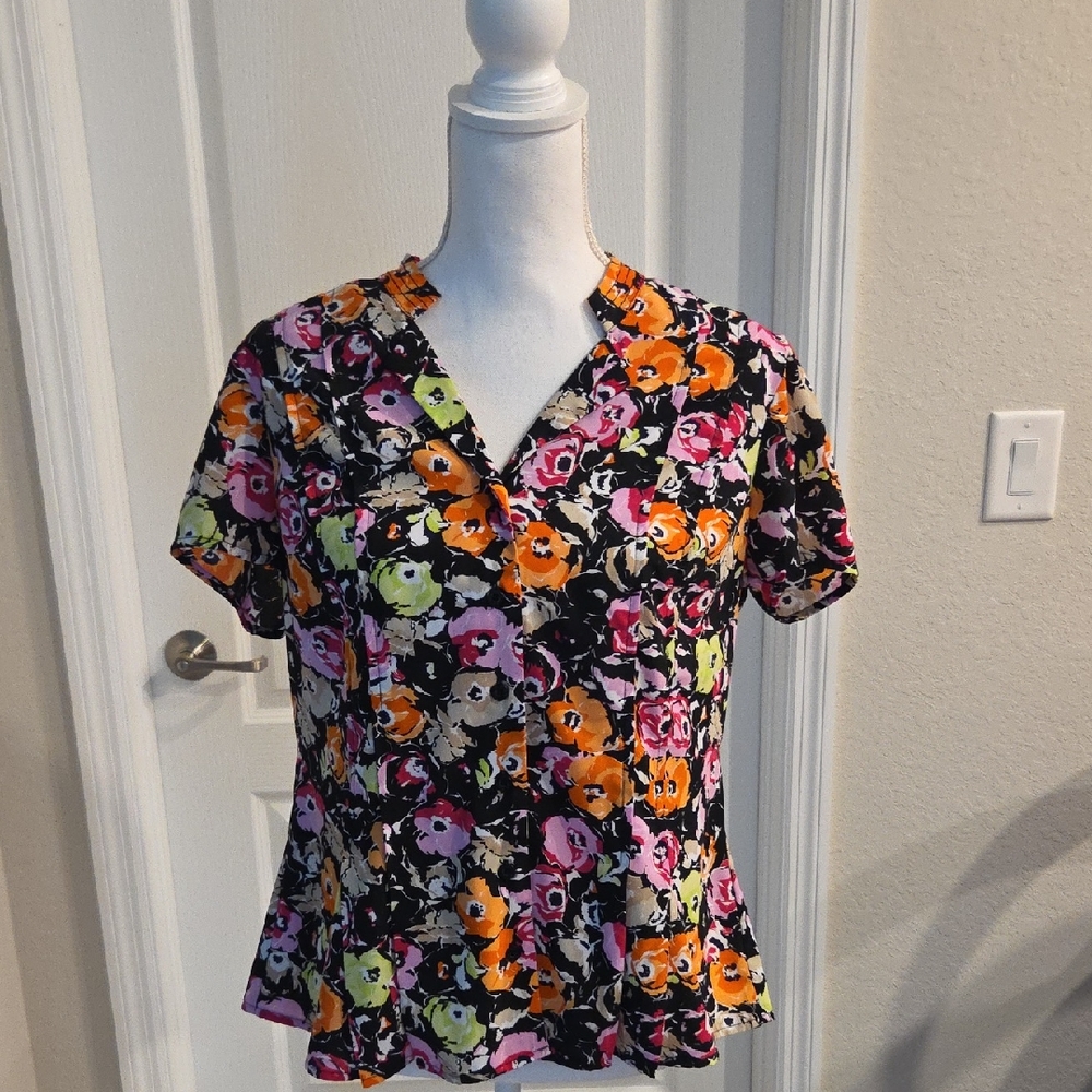 Dana Buchman Multicolor Floral Blouse